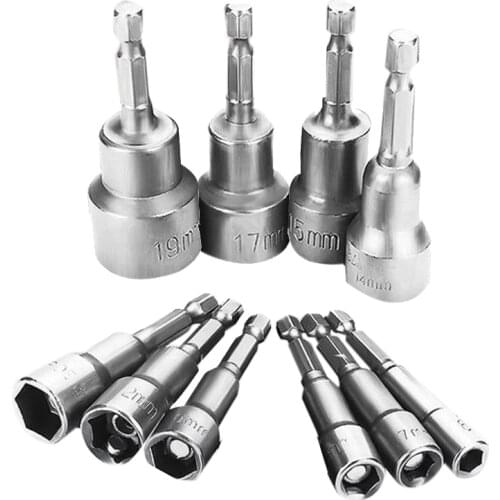 10-Piece Set of 6-19mm Inner Hexagon Socket 1/4 Drill Bit Adapter Electric Nut Drive Assembly Combined Socket