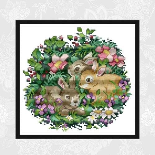 Three little rabbits Patterns Aida Fabric Cross Stitch kits,DMC Embroidery Thread Sets, Handmade Crafts Needlework