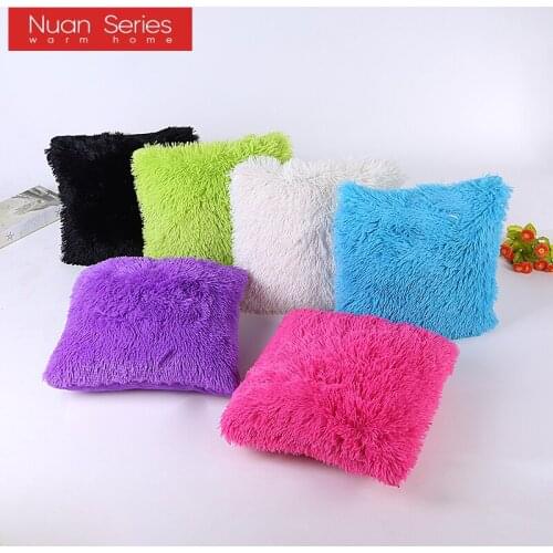 Solid Soft Fur Plush Decorative Cushion Cover For Home Pillow Case Bed Room Pillowcases Pillows Car Seat Decoration Sofa