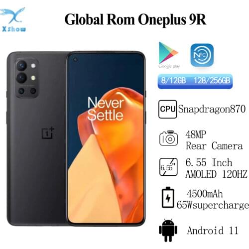 Global Rom OnePlus 9R 9 R 5G Cell Phone 6.55" 120Hz Snapdragon 870 4500Mah 65W Super Charge 48MP Rear Camera NFC Smartphone