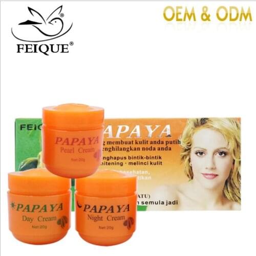 Papaya WHITENINGOR BLACK SKIN REMOVE MELANIN YELLOW FRECKLE SPOTS CHLOASMA ANTI AGING FACE CARE CREAM DESPECKLE ABC SET