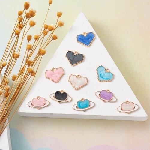80pcs/Box Alloy Enamel Heart Pendant Mixed Color Lovely Heart Charms for DIY Bracelet Necklace Earrings Jewelry Accessories