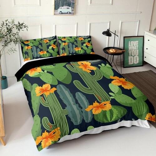 Fanaijia Luxury Duvet Cover and Pillowcase Cactus Bedding Set Twin Full Queen Size Bed 3D Comforter Set Home Textile