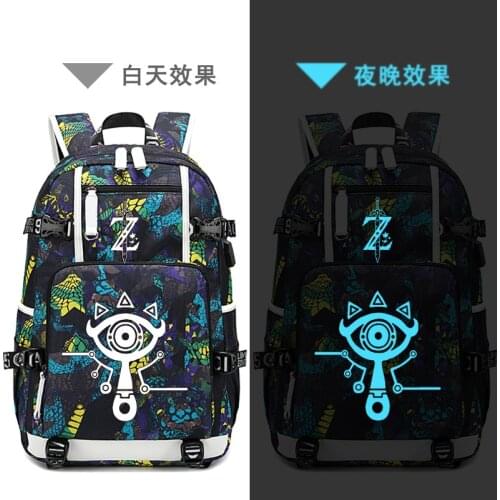 The Legend of Zelda:Breath of the Wild Game Printing Zelda Backpack Canvas School Bags USB Charging Laptop Backpack Travel Bags