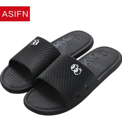 ASIFN Slippers Mens Slides Summer Bathroom Home Household Bath Non-slip Quick-drying Soft Bottom Flip Flops Zapatos De Hombre