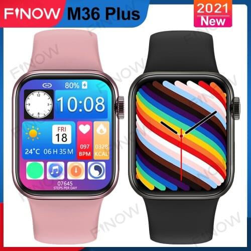 2021 Finow M26 plus Smart Watch relogio inteligente Wireless Charge 44mm M26plus SmartWatch Men Women VS W37 W46 W506 W66 Lite