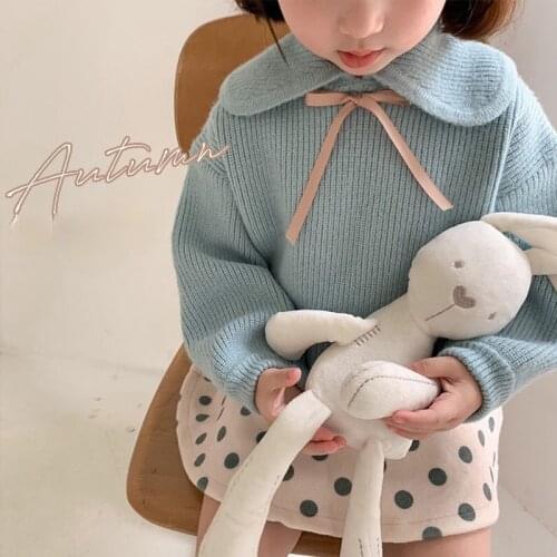 Girls' sweater spring and autumn wear new childrens wear babys loose long sleeve top childrens leisure T-shirt