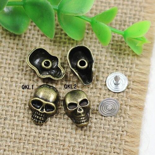 DIY skull head punk rivets for leather craft shoes bags clothes DIY spike and studs 100sets/lot