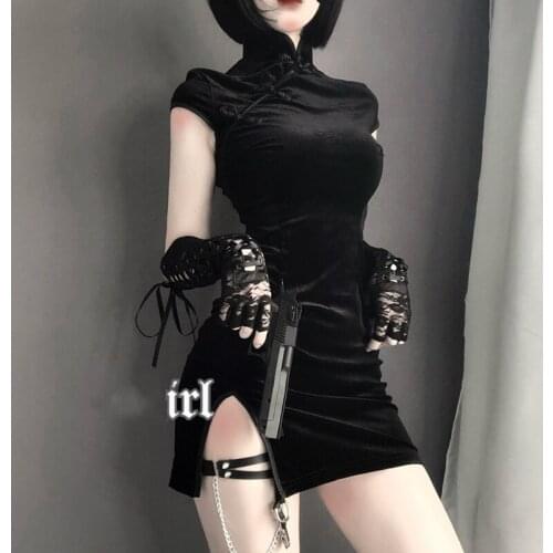 Vintage Diablo Girl Style Clothing Velvet High-Waist Slimming Chinese Sexy Qipao Sex Clothes for Women Erotic Sleepwear Gift