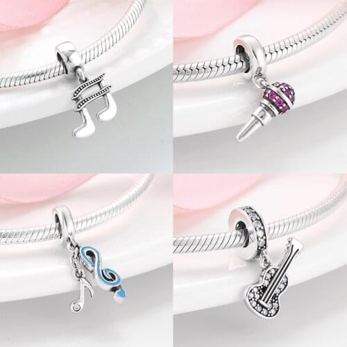 New 925 Sterling Silver Musical instrument Pendant Beads fits Original Mikiwuu Charm Bracelets Jewerly Making Women Accessories