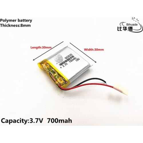 1pcs/lot Good Qulity 3.7V,700mAH,803030 Polymer lithium ion / Li-ion battery for TOY,POWER BANK,GPS,mp3,mp4
