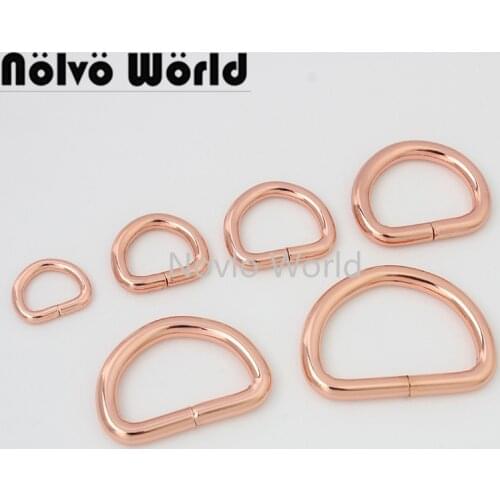 10-50pcs 13mm 16mm 20mm 25mm 32mm 38mm Rose gold Opened d ring belt buckle,hardware metal bags round edge dee ring hang plating