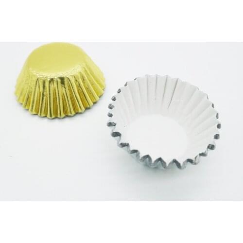 1000 pcs 2.5 cm Mini Gold Silver Foil Cupcake Cases Paper Muffin Liners Cake Cups Baking Mould