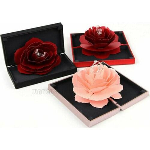 3D Pop Up Rose Ring Box Wedding Jewelry Storage Holder Case Engagement Jewelry Storage Case Gift Box