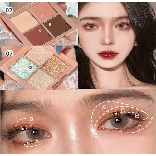 4colors/box Pressed Matte Glitter Eyeshadow Palette Waterproof Long-lasting Eyeshadow Pigment Diamond Shimmer Nude Shiny Makeup
