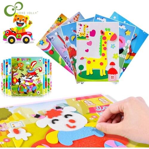 5/10Pcs 3D EVA Foam Sticker Puzzle Game Toys DIY Cartoon Animal Learning Education Drawing Art Toys For Children Kids Gifts YJN