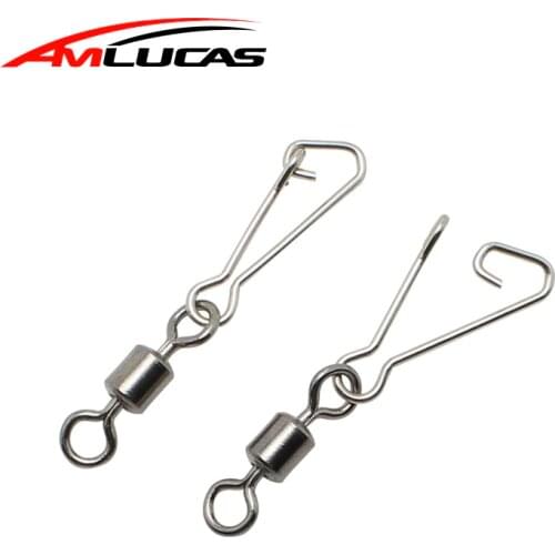 Amlucas 20pcs Rolling Fishing Swivel With Nice Snap Sea Fishing Rolling Swivels Connector Carp Fishing Accessories WE298