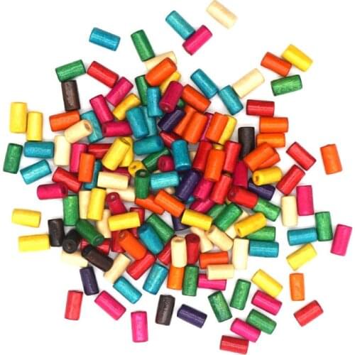 100pcs/lot Natural Eco-friendly Cylinder Shape Wood Bead 3x4 5x8 6x12mm Painted Lead-free Wooden Charm Beads DIY Jewelry Crafts
