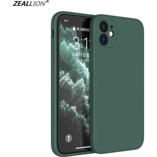 Zeallion for iPhone 6 6s 7 8 Plus X XR XS 11 Pro Max SE 2020] Cube Straight Edge Solid Color Liquid Silicone Phone CaseCover