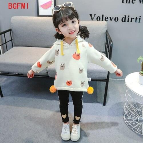 Baby Kid Boy Autumn Winter Beige Plus Fleece Jacket Back Zipper Print Jacket Newborn Baby Bear Hoodie Toddler Girl Winter Coat