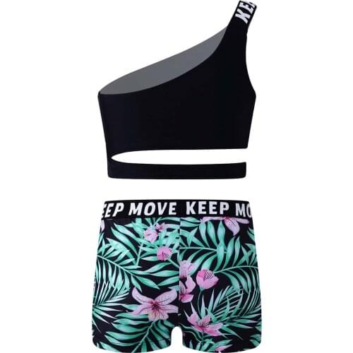 Kids Girls Rashguard Swimming Suit Bathing Swimsuit Swimwear Breathable Crop Tops and Shorts Set Girls Two-Piece Suits Beachwear