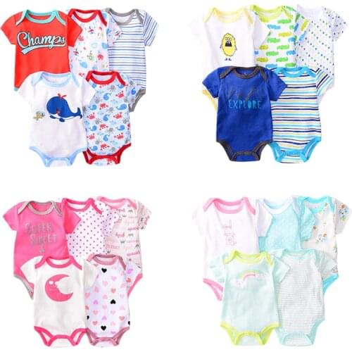 Baby Bodysuits Summer 0-12M Boy Girl Short Sleeve Jumpsuits Cotton Newborn Clothing Infant Boy Clothes