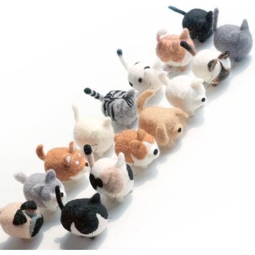 Easyhandmade Wool Felt Poke Toys Package Handmade DIY Cat Siamese Shiba Inu Pendant Novice Tool Set
