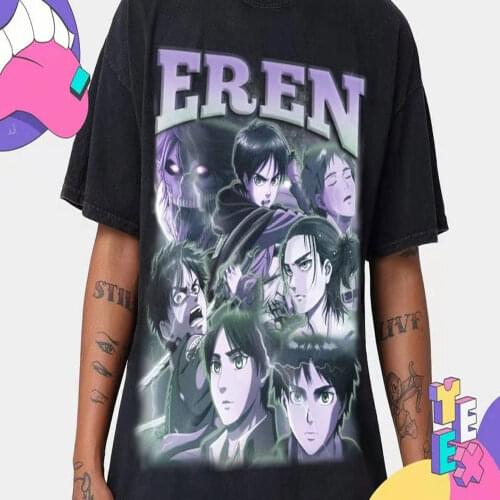 Attack on Titan Eren T Shirt Japanese Anime Unisex Titans Attack Shingeki No Kyojin Graphic Tees Levi Ackerman Tshirt Female