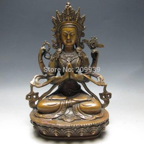 Huij 006056 Chinese Bronze Buddha Statue --- 4 Arm Buddha