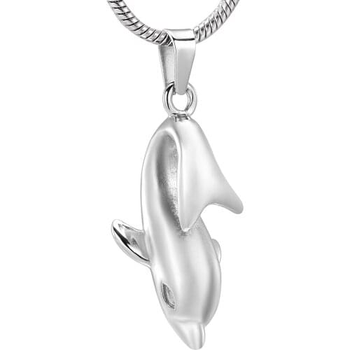 IJD10928 Cute Dolphin Stainless Steel Memorial Jewellery Hold Pet Funeral Ashes Keepsake Cremation Urn Pendant Necklace