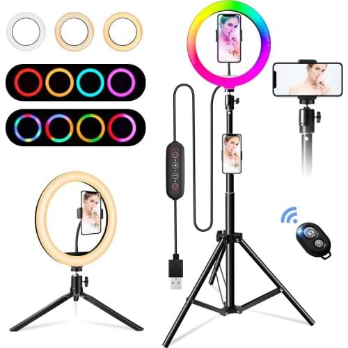 10" 26Cm Rgb Selfie Ring Lamp 26 Rgb Colors Light for Mobile Makeup Ring Light Led Ring Light With Stand As Table Floor Lamp