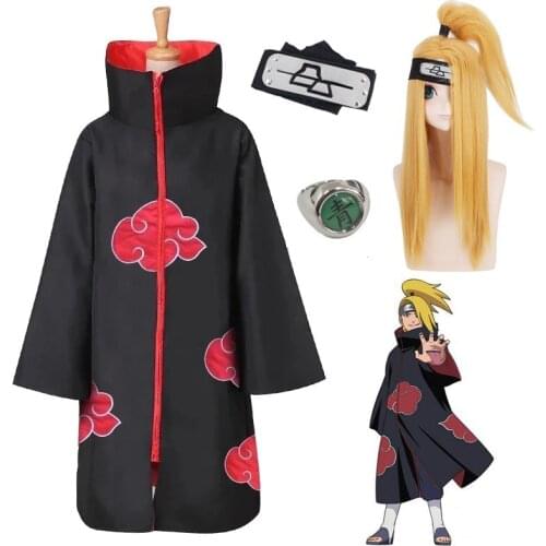 3PCS SET Akatsuki cloak Deidara Cosplay Costume Cloak Props Wig Accessory Set Halloween Costumes