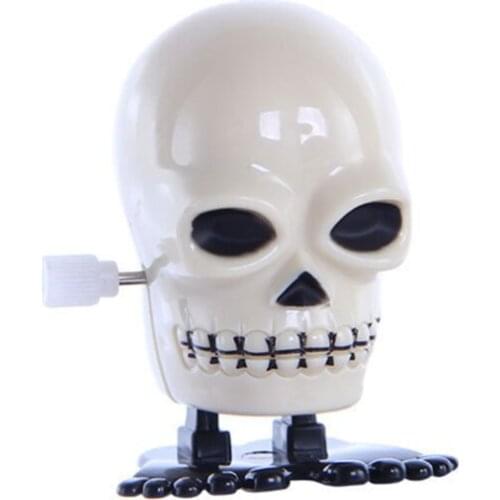 1pc Cool Plastic Mini Jumping Skull Shape Windup Clockwork Toy For Kid Funny Prank Game Supplies Novelty Halloween Toy Gift