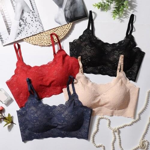Summer Full Cup Lace Seamless One-Piece Gathered Underwear Vest Wireless Padded Ice Silk Solid Color Tanks Intimates Camis Tops