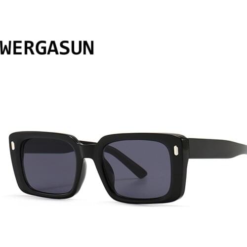 WERGASUN Fashion Brand Design Rectangle Sunglasses Men Black Leopard Summer Male Sun Glasses For women