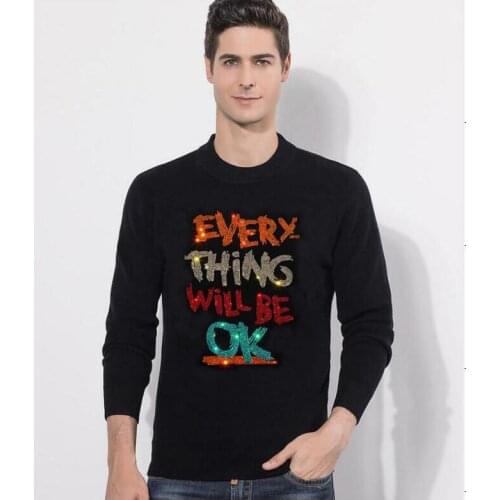 Hot Drill high Quality Men Casual Sweaters Hip hop Rhinestone Streetwear Men Casual Striped Sweater Pullover