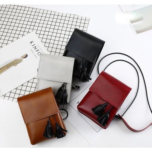 New Women Shoulder Bag Korean Style Female Mini Square Bag Simple Tassel Ladies Shoulder Bag Change Mobile Phone Crossbody Bag