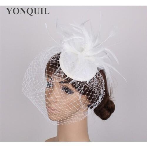 Charming Nice Fascinator Hat Popular Bridal Hair Accessories White Millinery Wedding Headpiece Church Hat Loss Money Sale MSF186