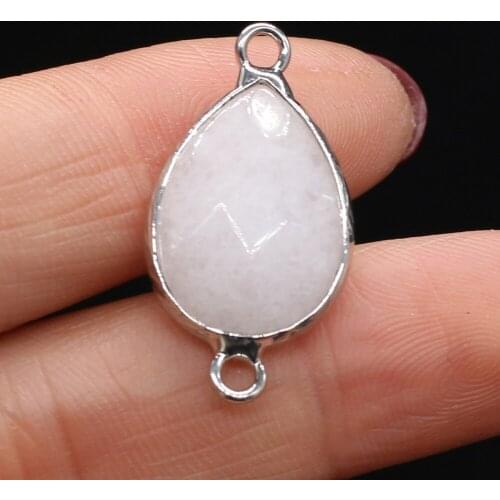 Natural Stone Charms Connector Drop Shape White Jade Pendants for Jewelry Making DIY Necklace Earring Bracelet Ms Gift 14x27mm