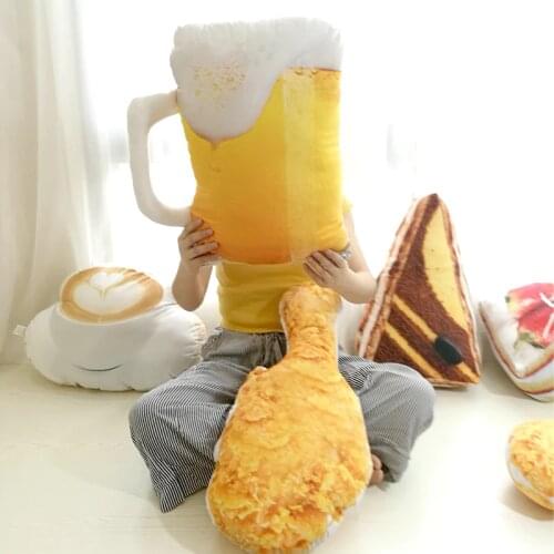 Drop shipping Simulation Food Shape Plush Pillow Creative Cake Coffee Beer Plush Toys Stuffed Cushion Home Decor Gifts for Kids