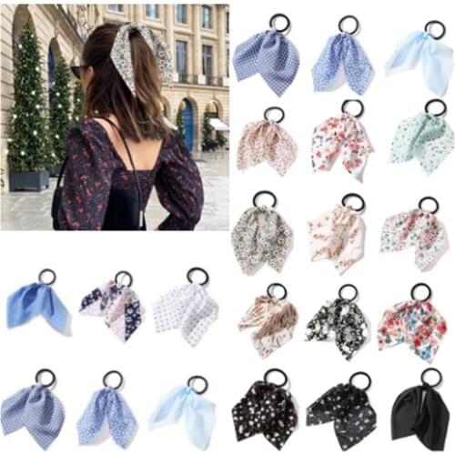 New Bohemian Print Elastic Hair Bands for Women Girls Solid Color Scrunchies Headband Hair Ties Ponytail Holder Hair Accessories