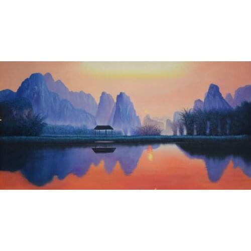 Hand Painted Modern Oil Painting on Canvas China Famous Guilin landscape Canvas Painting Wall Art Picture for Home Decoration