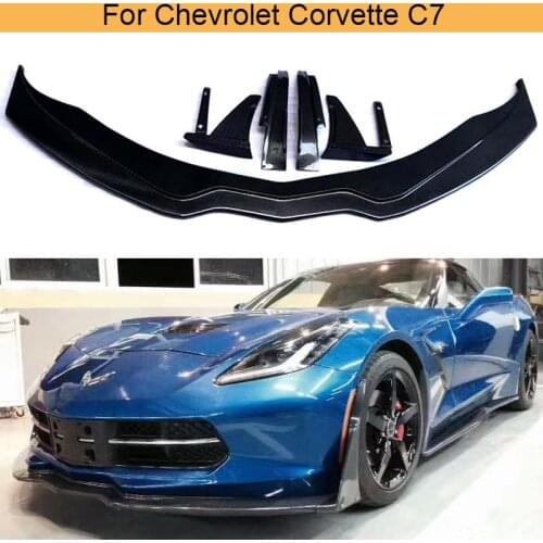 Car Front Bumper Lip Chin Spoiler for Chevrolet Corvette C7 2013 - 2018 Front Bumper Lip Spoiler Splitters Guard Carbon Fiber