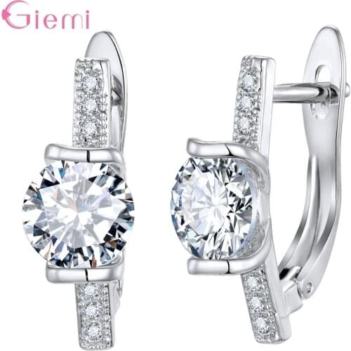 Unique Design Bright Crystal Earrings Genuine 925 Sterling Silver Bridal Earrings Shiny Korean Earrings For Wife Daughter