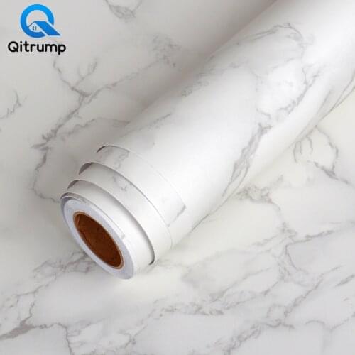 Vinyl Matte Marble White Kitchen Wallpaper Self Adhesive Waterproof Film Thick Furniture Stickers for Cabinet Backsplash Desktop