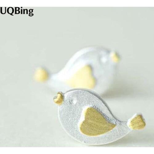 Free Shipping Fashion Women Silver Earrings 925 Sterling Silver Bird Stud Earrings Jewelry Pendientes Brincos
