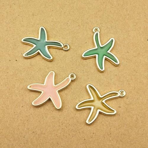 10pcs 20x26mm enamel starfish charm for jewelry making and crafting fashion earring pendant