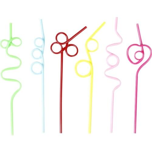 10pcs Multi-color PET Curved Drinking Straws Flexible Straw Party Bar Drinking Accessories Random Color