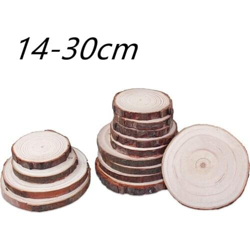 14-30cm Unfinished Natural Round Wood Slices Circles With Tree Bark Log Discs For Diy Crafts Painting Photograph Decoration