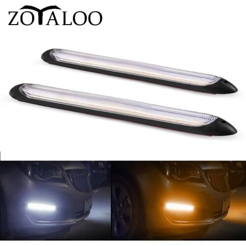 2pcs Universal Led Car DRL Daytime Running Lights Waterproof DC 12V Auto Headlight Sequential Turn Signal Yellow Flow Day Light